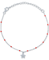 Macy's Diamond Accent & Enamel Bead Star Charm Bracelet In Sterling Silver Or 14k Gold-plated Sterling Silv In Silver