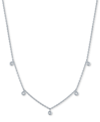 Macy's Diamond Accent Dangle Necklace In Sterling Silver Or 14k Gold-plated Sterling Silver, 16" + 2" Exten In Silver