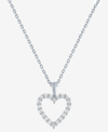 Forever Grown Diamonds Lab-created Diamond Open Heart 18" Pendant Necklace (1/4 Ct. T.w.) In Sterling Silver In Silver