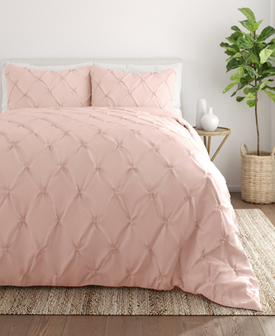Ienjoy Home Home Collection Premium Ultra Soft 2 Piece Pinch Pleat Duvet Cover Set, Twin/twin Extra Long Bedding In Blush