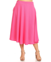 White Mark Plus Size Tasmin Flare Midi Skirt In Pink