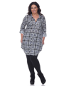 White Mark Plus Piper Stretchy Plaid Tunic In Black
