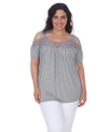 White Mark Plus Size Bexley Tunic Top In Gray