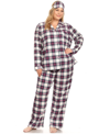 WHITE MARK PLUS SIZE 3-PIECE PAJAMA SET