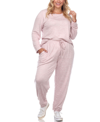 White Mark Plus Size Lounge Set, 2-piece In Red