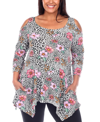 White Mark Women's Maternity Printed Cold Shoulder Tunic In Brown