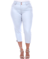 White Mark Plus Size Super Stretch Capri Denim In Blue