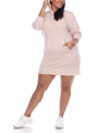 White Mark Women's Plus Size Hoodie Sweatshirt Dress In Tan/beige