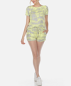 White Mark Women's 2 Piece Top Shorts Lounge Set In Yellow
