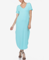 White Mark Women's Short Sleeve V-neck Maxi Dress In Blue