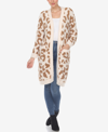 White Mark Plus Size Leopard Print Open Front Sherpa Sweater In Multi