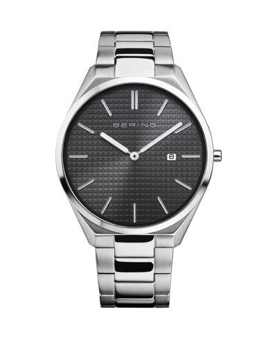 Bering Men's Ultra Slim Silver-tone Stainless Steel Bracelet Watch 40mm