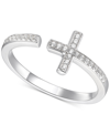 Macy's Diamond East-west Cross Ring (1/8 Ct. T.w.) In Sterling Silver In Gold