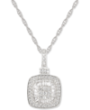 Macy's Diamond Baguette Square Cluster 18" Pendant Necklace (1/2 Ct. T.w.) In 14k Gold ,14k White Gold Or 1 In Gold