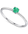 Macy's Sapphire (1/3 Ct. T.w.) & Diamond (1/10 Ct. T.w.) Ring In Sterling Silver (also In Ruby & Emerald) In Green