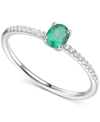 Macy's Sapphire (1/3 Ct. T.w.) & Diamond (1/10 Ct. T.w.) Ring In Sterling Silver (also In Ruby & Emerald) In Green