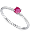 Macy's Sapphire (1/3 Ct. T.w.) & Diamond (1/10 Ct. T.w.) Ring In Sterling Silver (also In Ruby & Emerald) In Red