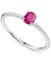 Macy's Sapphire (1/3 Ct. T.w.) & Diamond (1/10 Ct. T.w.) Ring In Sterling Silver (also In Ruby & Emerald) In Red