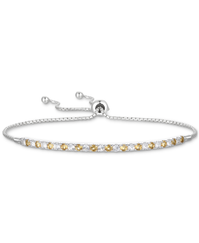 Macy's Rhodolite Garnet (1/3 Ct. T.w.) & White Topaz (5/8 Ct. T.w.) Bolo Bracelet In Sterling Silver (also In Orange