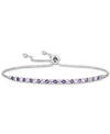 Macy's Rhodolite Garnet (1/3 Ct. T.w.) & White Topaz (5/8 Ct. T.w.) Bolo Bracelet In Sterling Silver (also In Purple