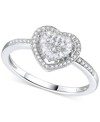 Macy's Diamond Cluster Heart Ring (1/4 Ct. T.w.) In Sterling Silver In Silver