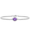 Macy's Amethyst (1-1/10 Ct. T.w.) & Lab-created White Sapphire (1/10 Ct. T.w.) Halo Link Bracelet In Sterli In Purple