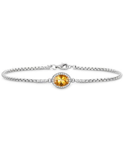 Macy's Amethyst (1-1/10 Ct. T.w.) & Lab-created White Sapphire (1/10 Ct. T.w.) Halo Link Bracelet In Sterli In Citrine