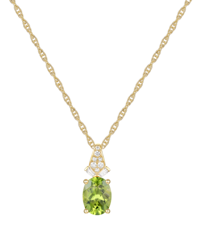 Macy's Peridot (2 Ct. T.w.) & Lab-created White Sapphire (1/6 Ct. T.w.) 18" Pendant Necklace In 14k Gold-pl