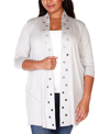 Belldini Plus Size Grommet-trim Duster Cardigan In White