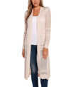 Belldini Pointelle-stitch Duster Cardigan In Brown