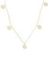 Macy's Cubic Zirconia Cluster Disc Dangle 17" Statement Necklace In Sterling Silver (also In 14k Gold Over In Yellow