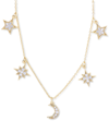 Macy's Cubic Zirconia Star & Moon Dangle Statement Necklace In Sterling Silver, 16" + 2" Extender (also In In Yellow