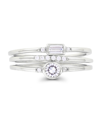 Macy's Cubic Zirconia Round And Baguette Faux Stacked Ring In White