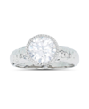 Macy's Cubic Zirconia Two Tone Milgrain Bezel Set Hammered Ring In White