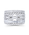 Macy's Cubic Zirconia Round And Baguette Chain Link Ring In White