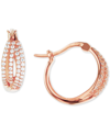 Macy's Cubic Zirconia Crossover Hoop Earrings In Sterling Silver (also In 14k Gold Over Silver Or 14k Rose In Gold
