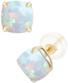 Macy's Lab-created Opal Heart Stud Earrings (3/8 Ct. T.w.) In Sterling Silver In Yellow