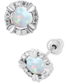 Macy's Lab-created Opal (1/5 Ct. T.w.) & Lab-created White Sapphire (1/10 Ct. T.w.) Oval Stud Earrings In White