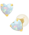 Macy's Lab-created Opal Heart Stud Earrings (3/8 Ct. T.w.) In Sterling Silver In Yellow
