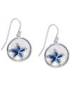 Macy's Lab-created Blue Opal & Mother-of-pearl Inlay Starfish Drop Earrings In Sterling Silver In White
