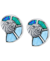 Macy's Lab-created Blue Opal & Larimar Shell Stud Earrings In Sterling Silver In White