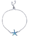 Macy's Lab-created Blue Opal Starfish Bolo Bracelet In Sterling Silver In White