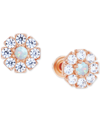 Macy's Lab-created Opal (1/20 Ct. T.w.) & Lab-created White Sapphire (1/2 Ct. T.w.) Stud Earrings In Gold