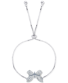 Macy's Cubic Zirconia Pave Butterfly Bolo Bracelet In White