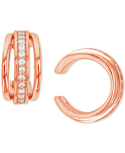 Macy's Cubic Zirconia Triple Row Ear Cuffs In Rose Gold