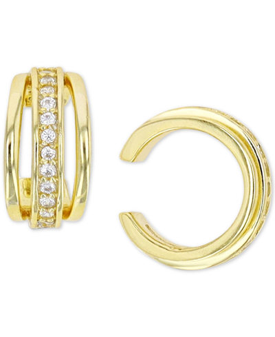 Macy's Cubic Zirconia Triple Row Ear Cuffs In Yellow Gold