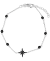 Macy's Black Spinel Star Chain Bracelet (5/8 Ct. T.w.) In Sterling Silver In Black