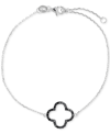 Macy's Black Spinel Clover Chain Bracelet (1/3 Ct. T.w.) In Sterling Silver In Black