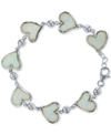 Macy's Lab-created Opal Heart Link Bracelet In Sterling Silver In White