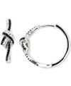 Macy's Black Spinel Knotted Small Hoop Earrings (3/8 Ct. T.w.) In Sterling Silver, 0.79" In Black